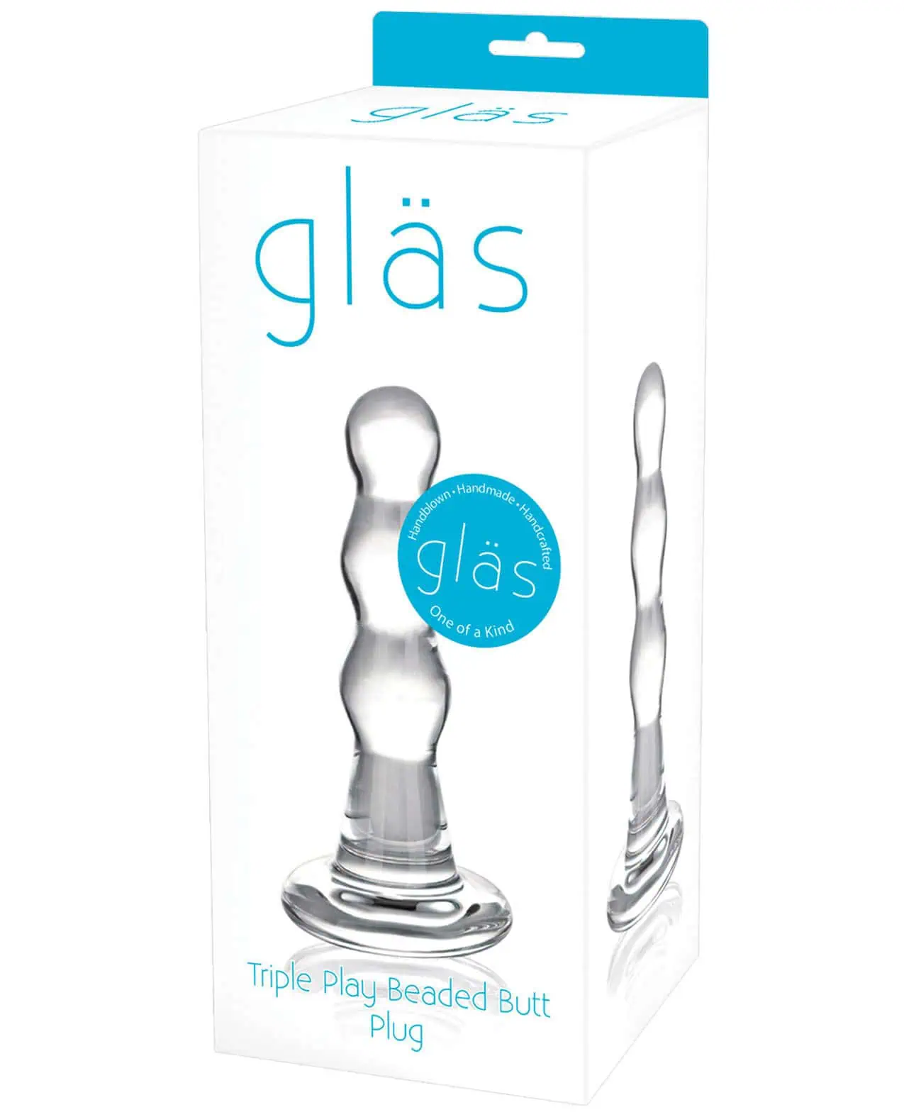 Glas Triple Play Beaded Butt Plug - Clear - Image 3