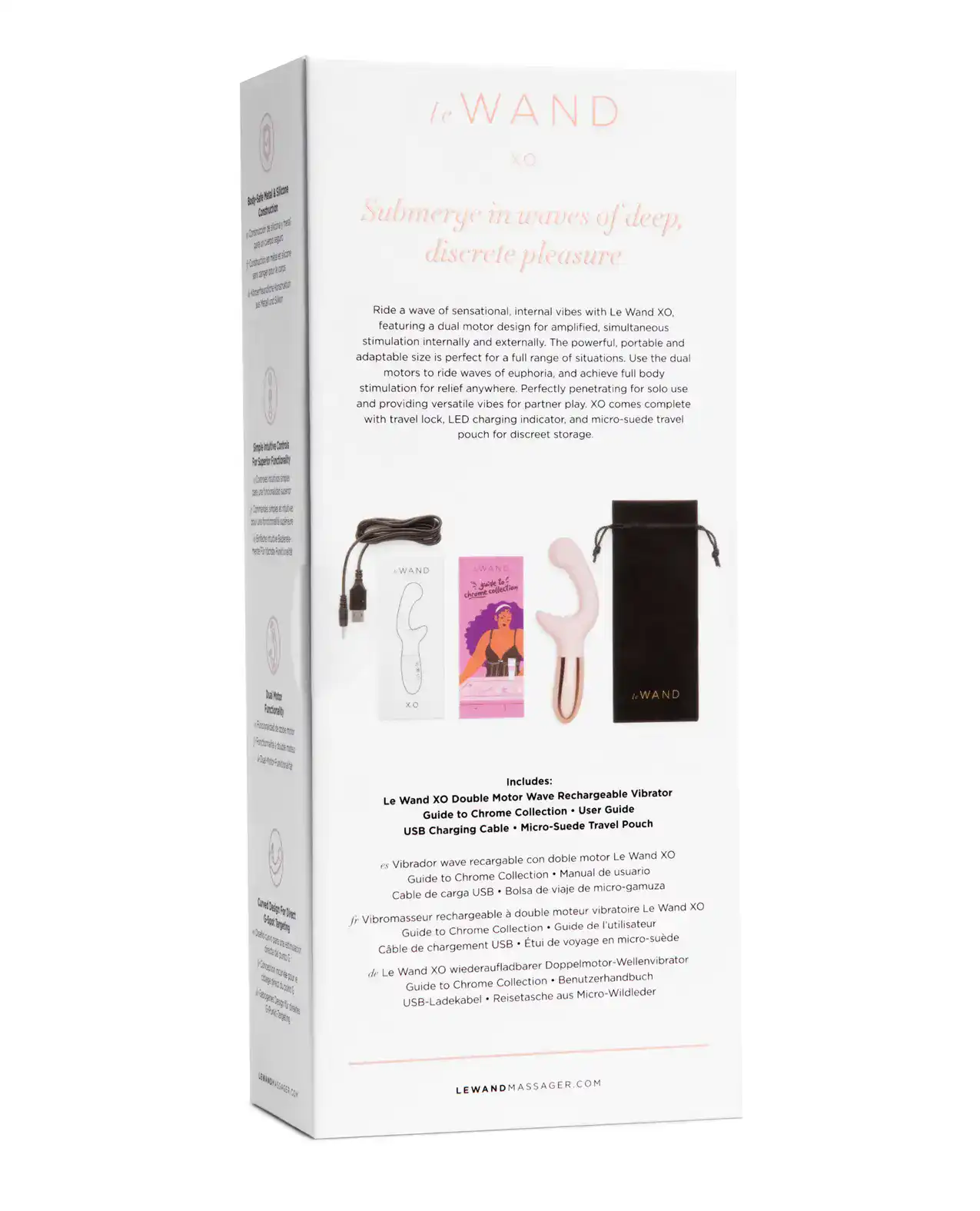 Le Wand XO Double Motor Wave Rechargeable Vibrator - Rose Gold - Image 2