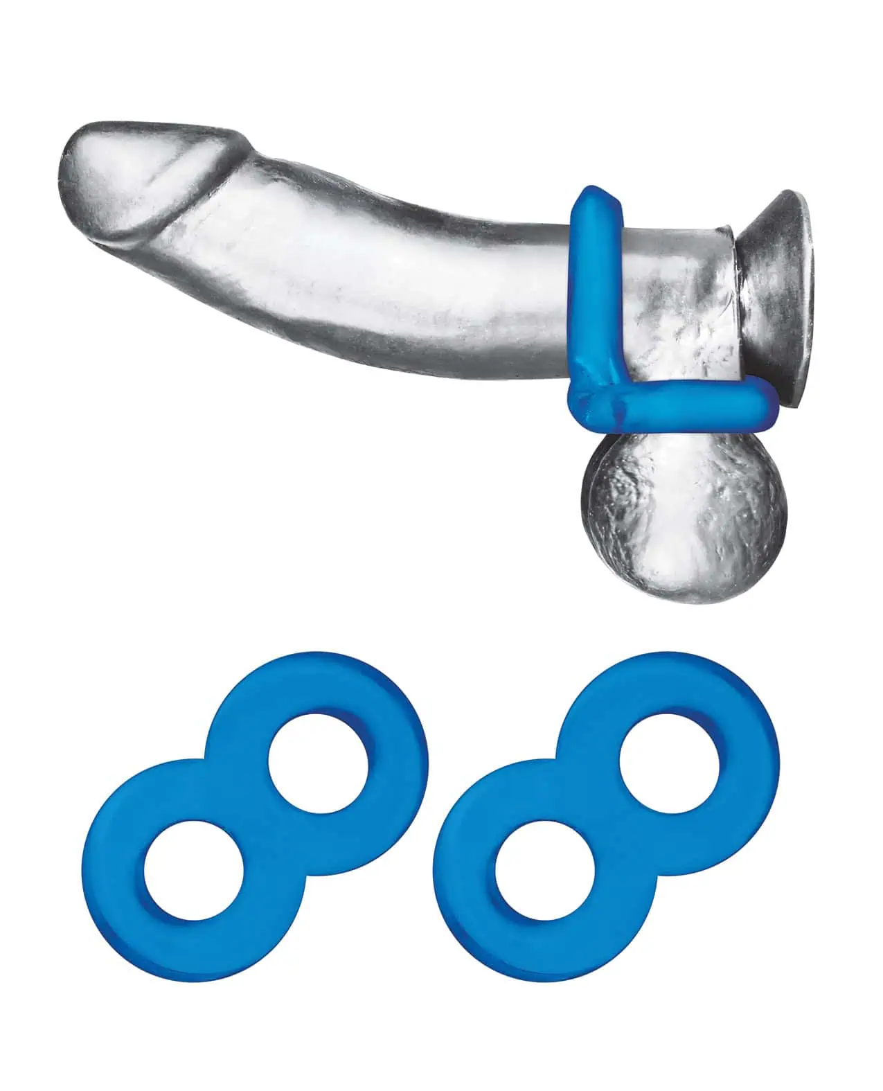 Blue Line C & B Dual Cock & Ball Stamina Enhancement Ring - Jelly Blue Pack of 2 - Image 4