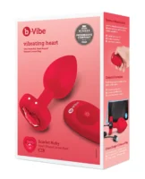 b-Vibe Vibrating Heart Plug M/L - Red - Image 1