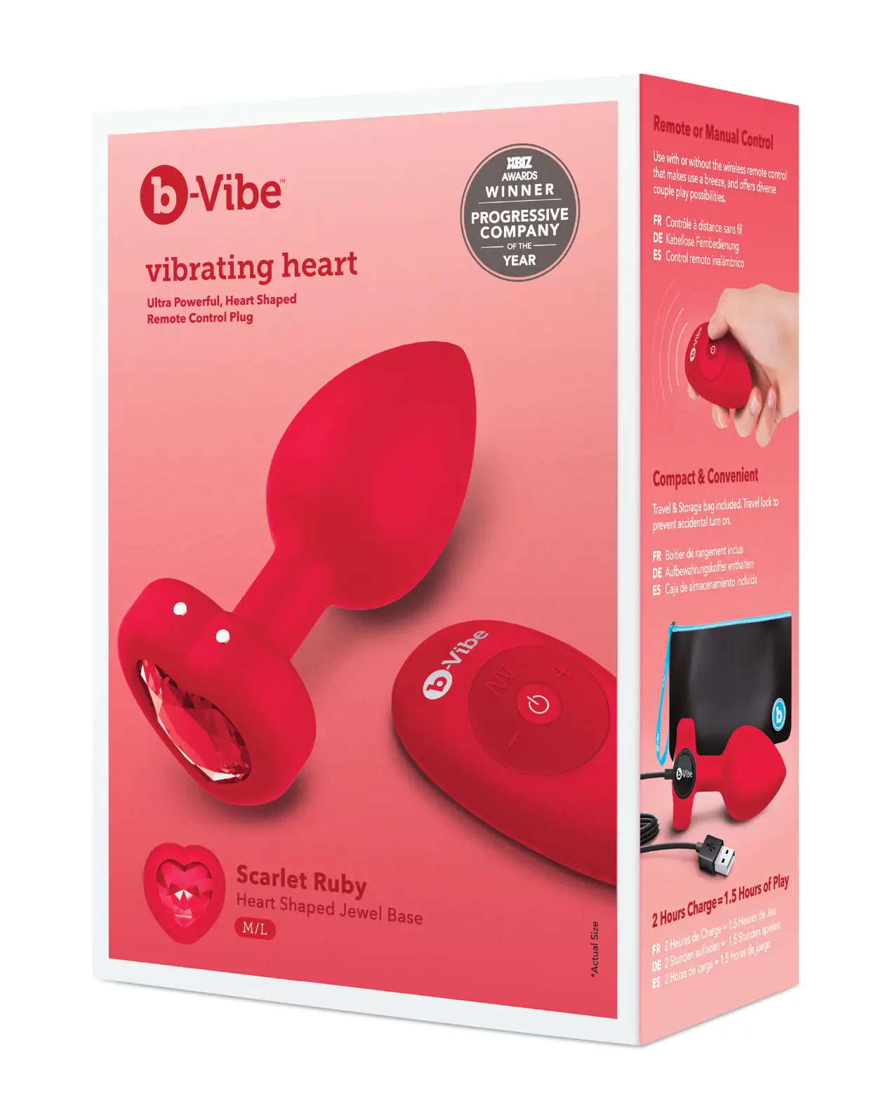 b-Vibe Vibrating Heart Plug M/L - Red - Featured Image