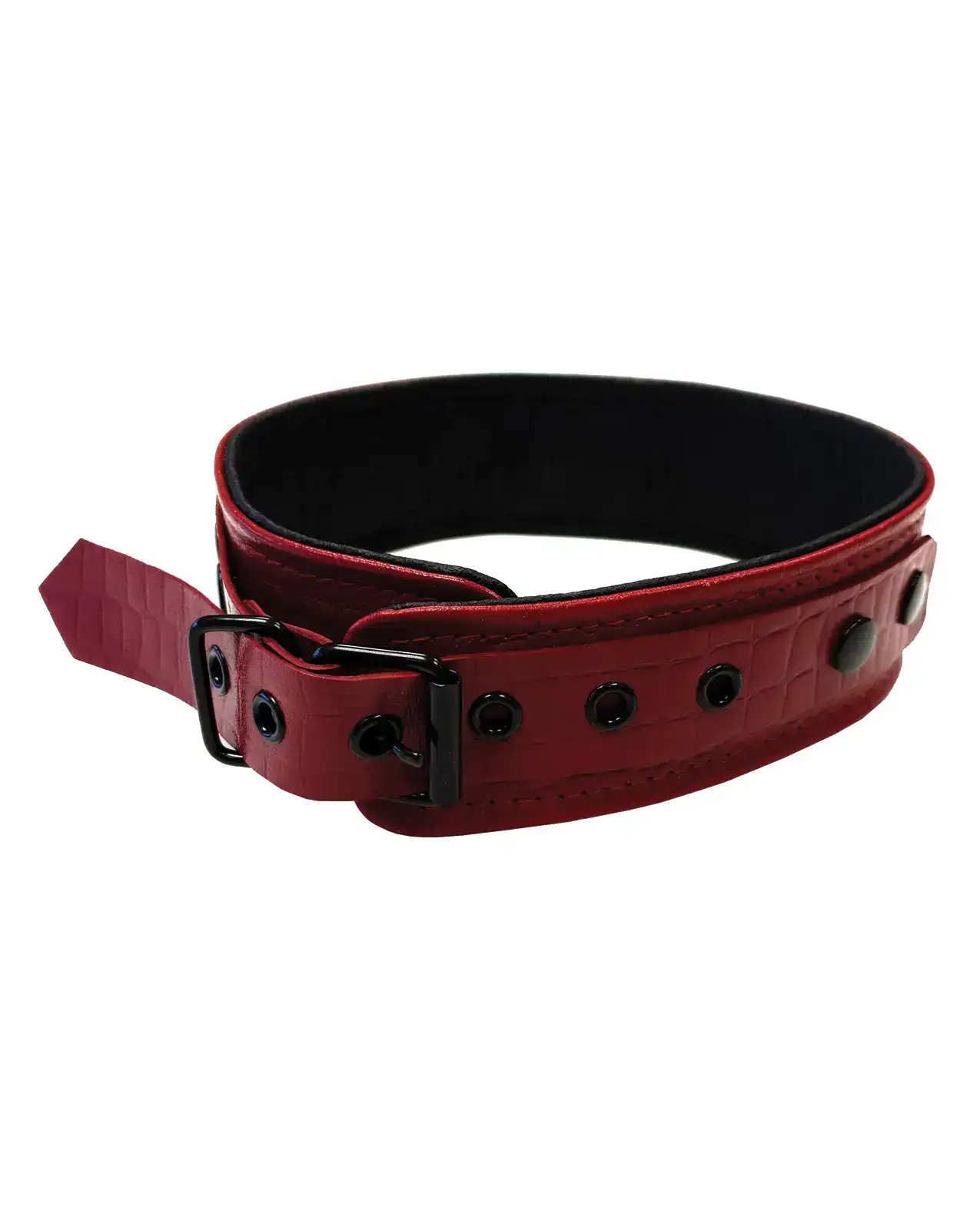Rouge Plain Leather Collar - Burgundy - Image 2