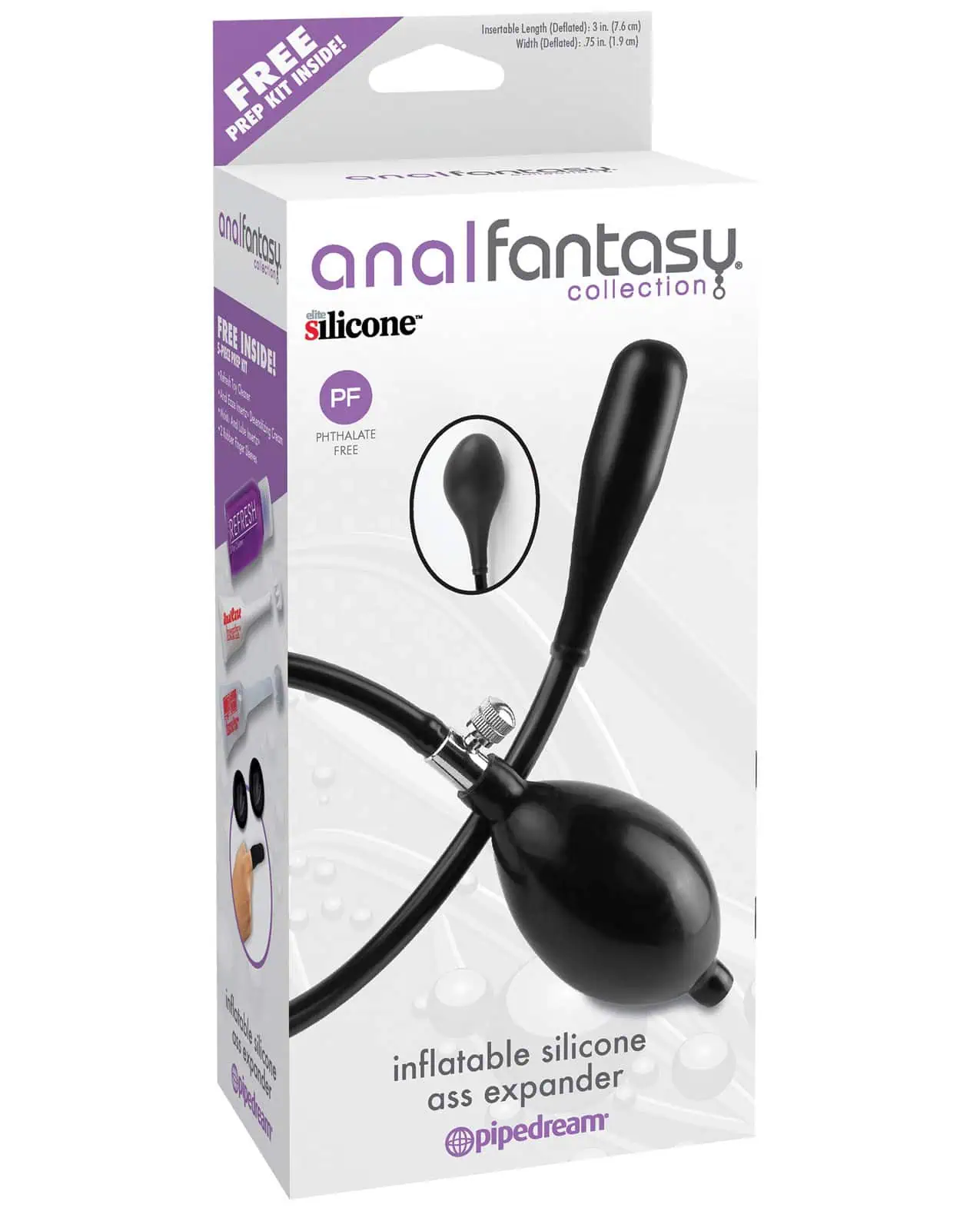 Anal Fantasy Collection Inflatable Silicone Ass Expander Black 3 Inch - Image 3
