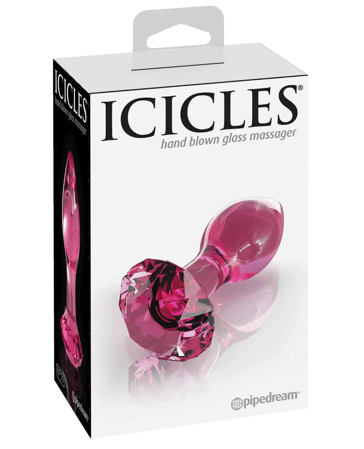 Icicles No. 79 Hand Blown Glass Diamond Butt Plug - Pink - Image 3