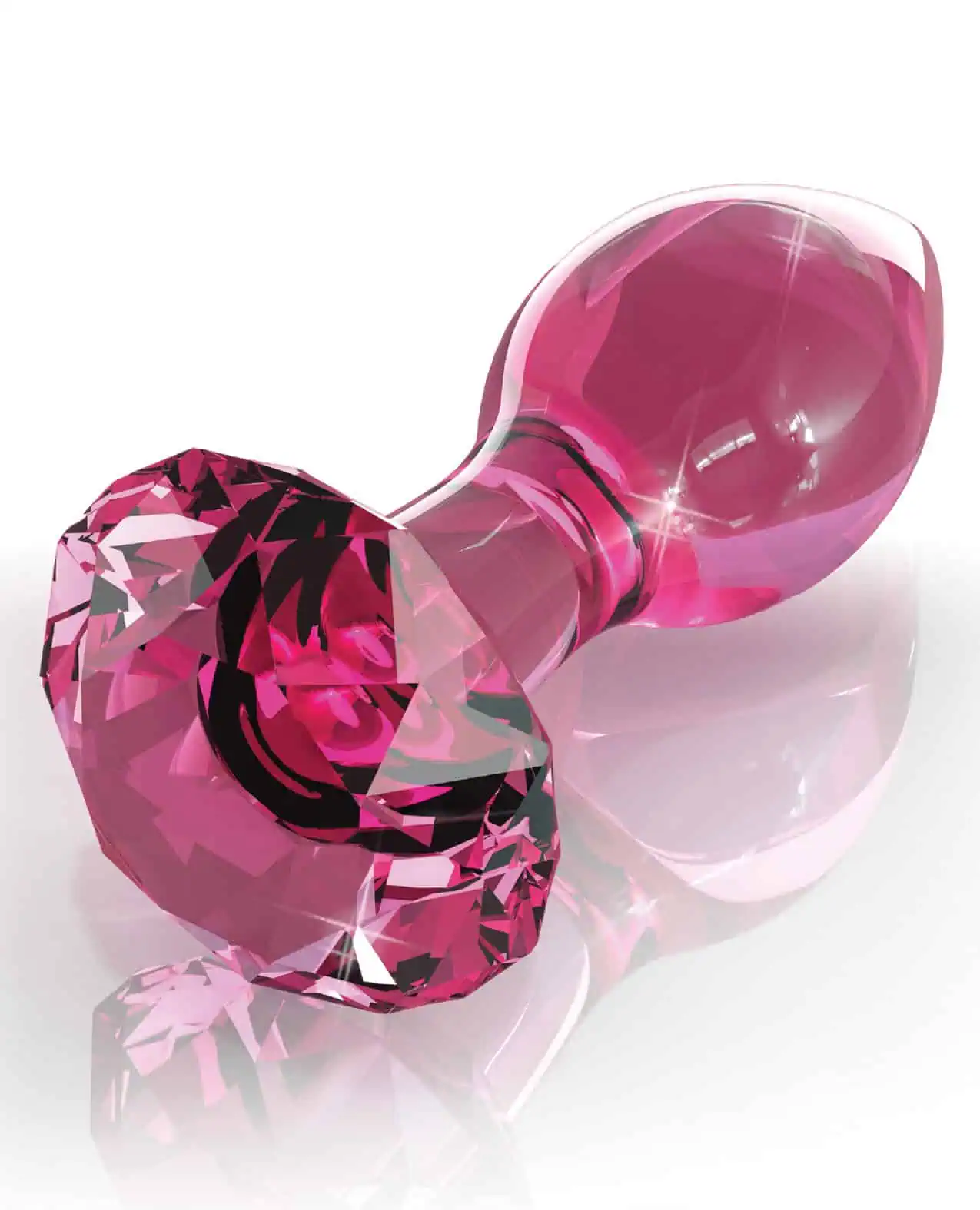 Icicles No. 79 Hand Blown Glass Diamond Butt Plug - Pink - Image 4