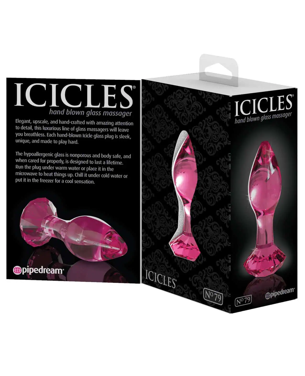 Icicles No. 79 Hand Blown Glass Diamond Butt Plug - Pink - Image 5