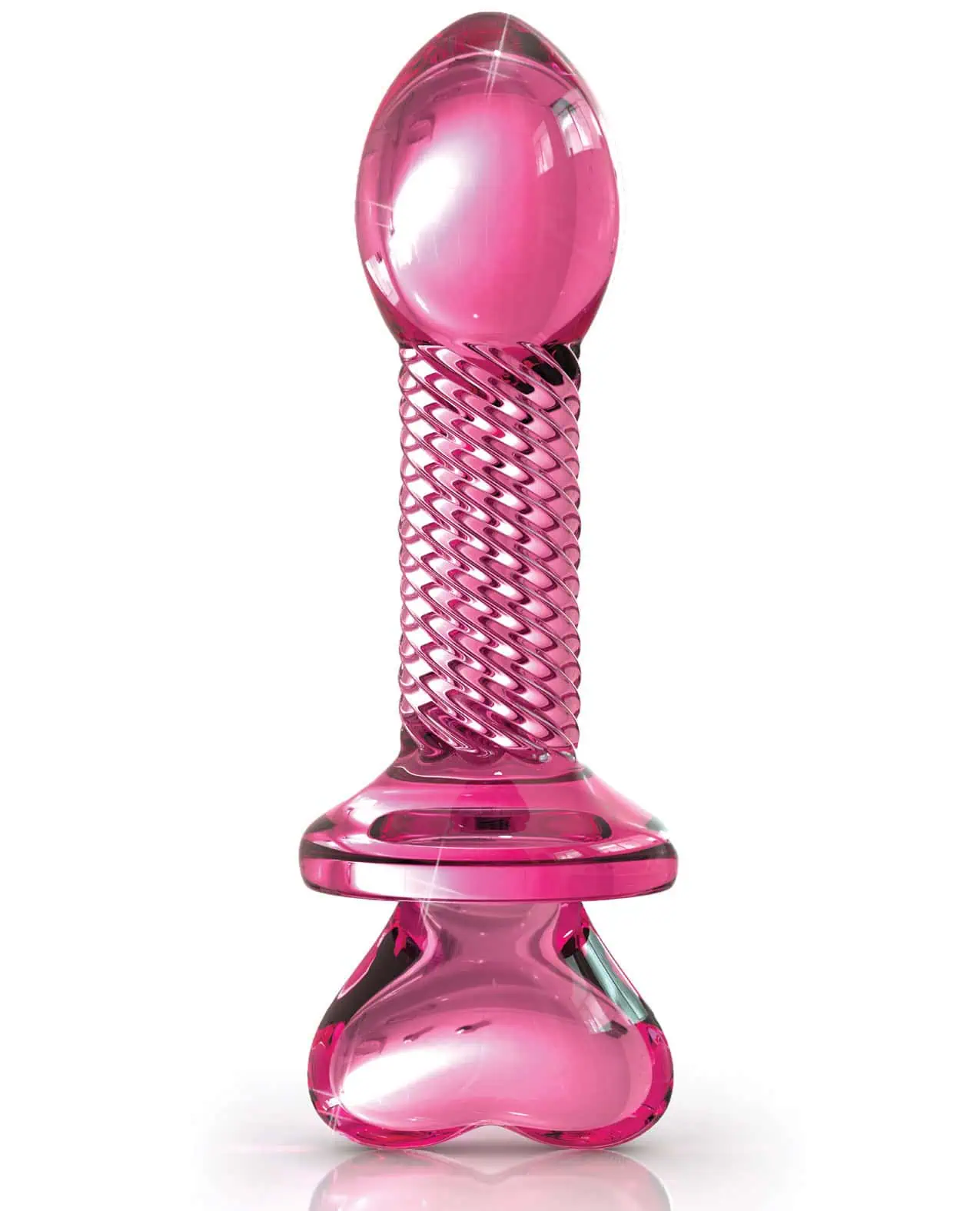 Icicles No. 82 Hand Blown Glass Butt Plug - Ribbed/Pink - Image 2