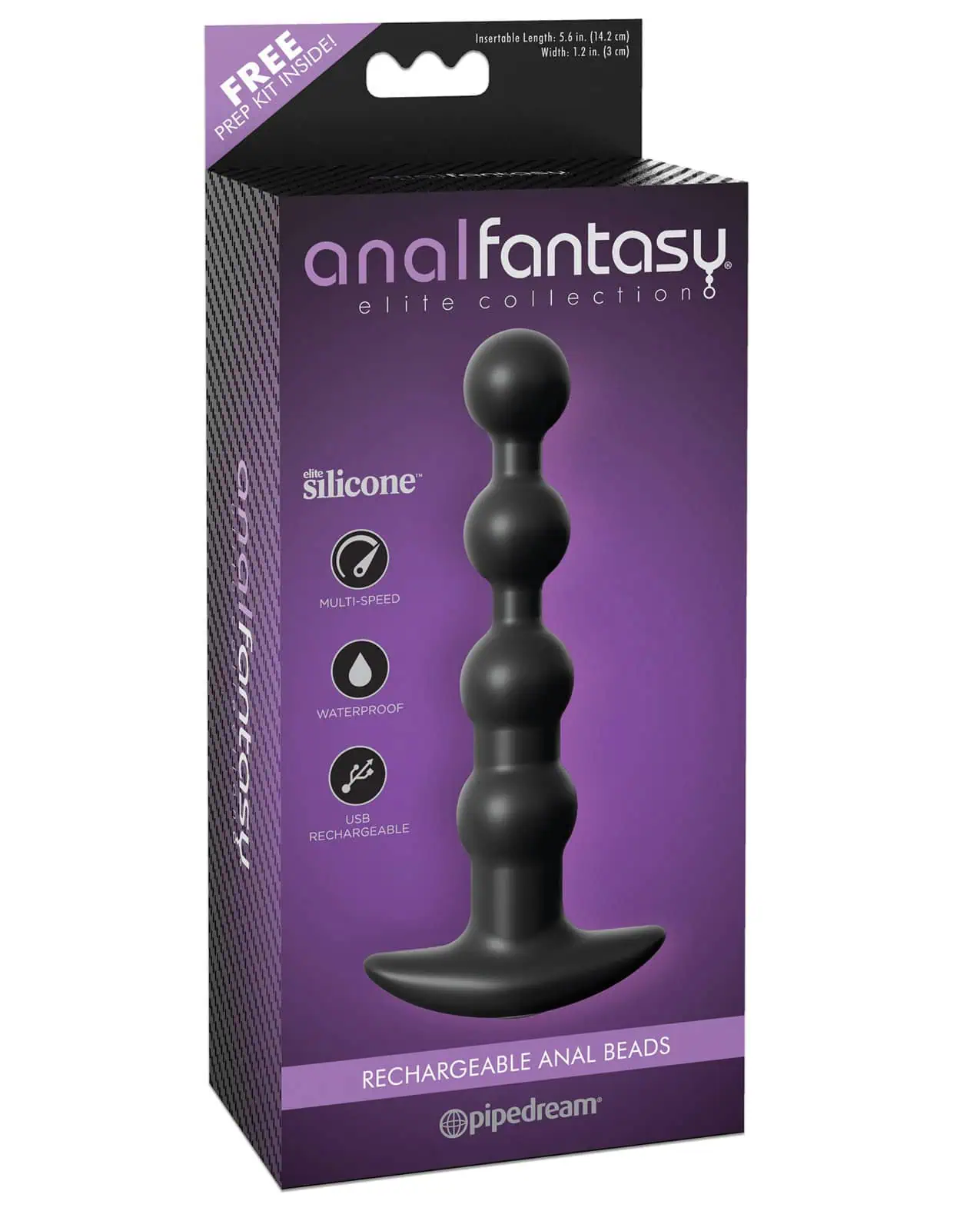 Anal Fantasy Elite Silicone Rechargeable Anal Beads Waterproof Black - Image 3