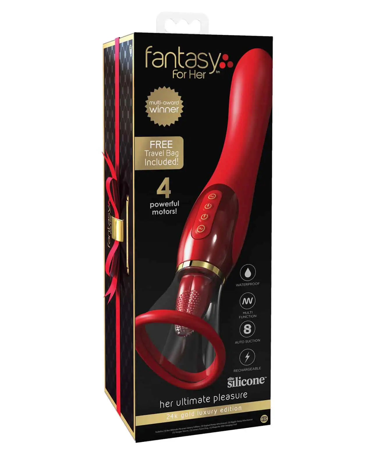 Fantasy for Her Ultimate Pleasure 24K Gold Seasonal Luxury Edition w/Travel Bag Luxury Box - Red - Image 3