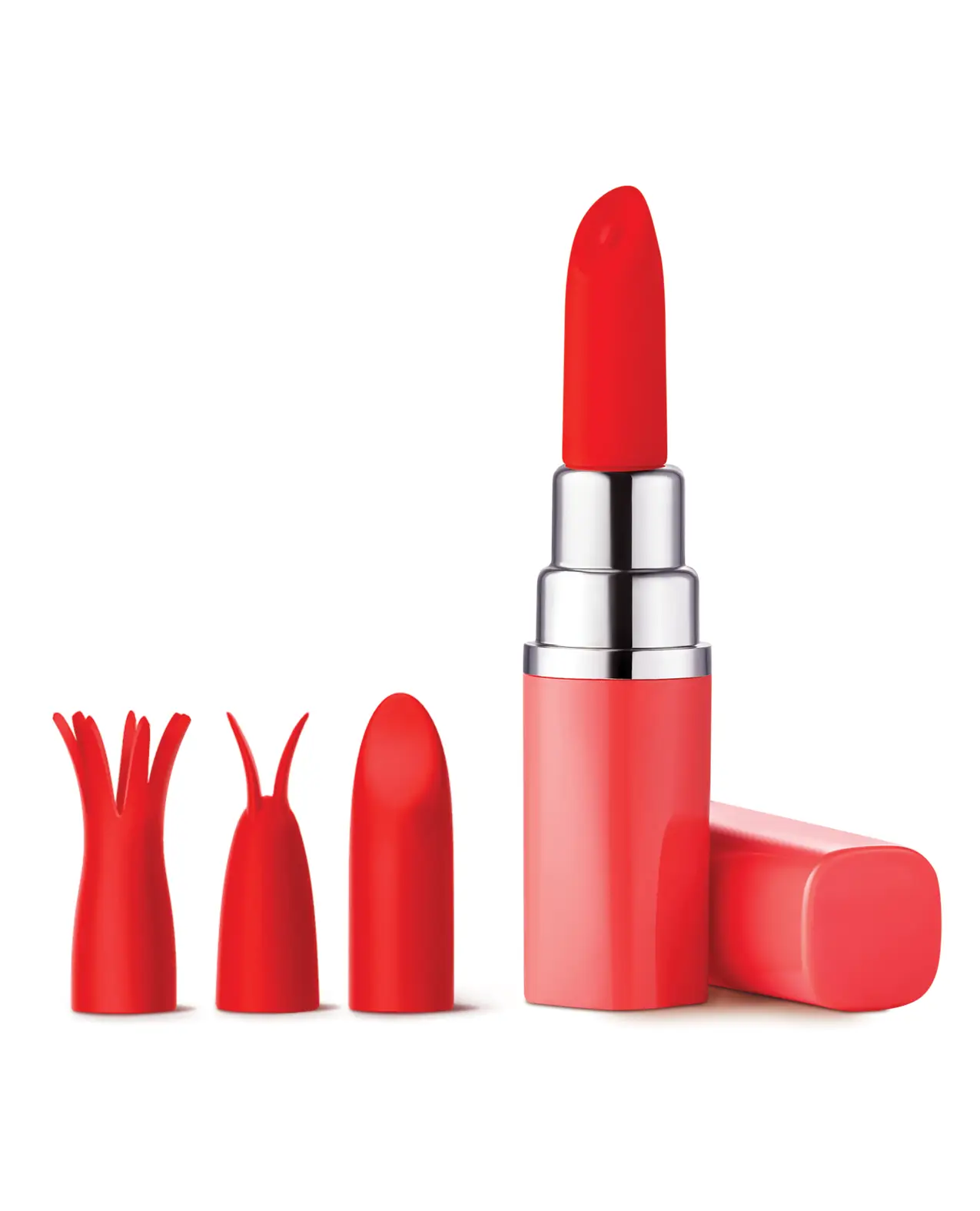 Luv Inc. Lipstick Vibrator w/3 Heads - Coral - Image 2