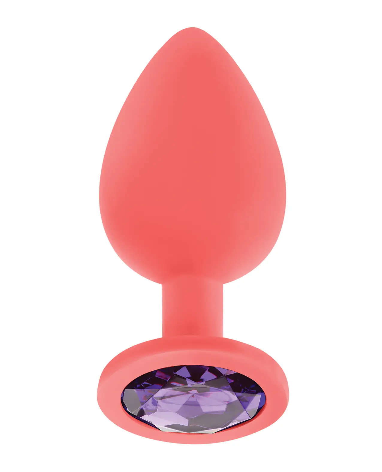 Luv Inc. Jeweled Silicone Butt Plug w/Three Stones - Large Coral - Image 2
