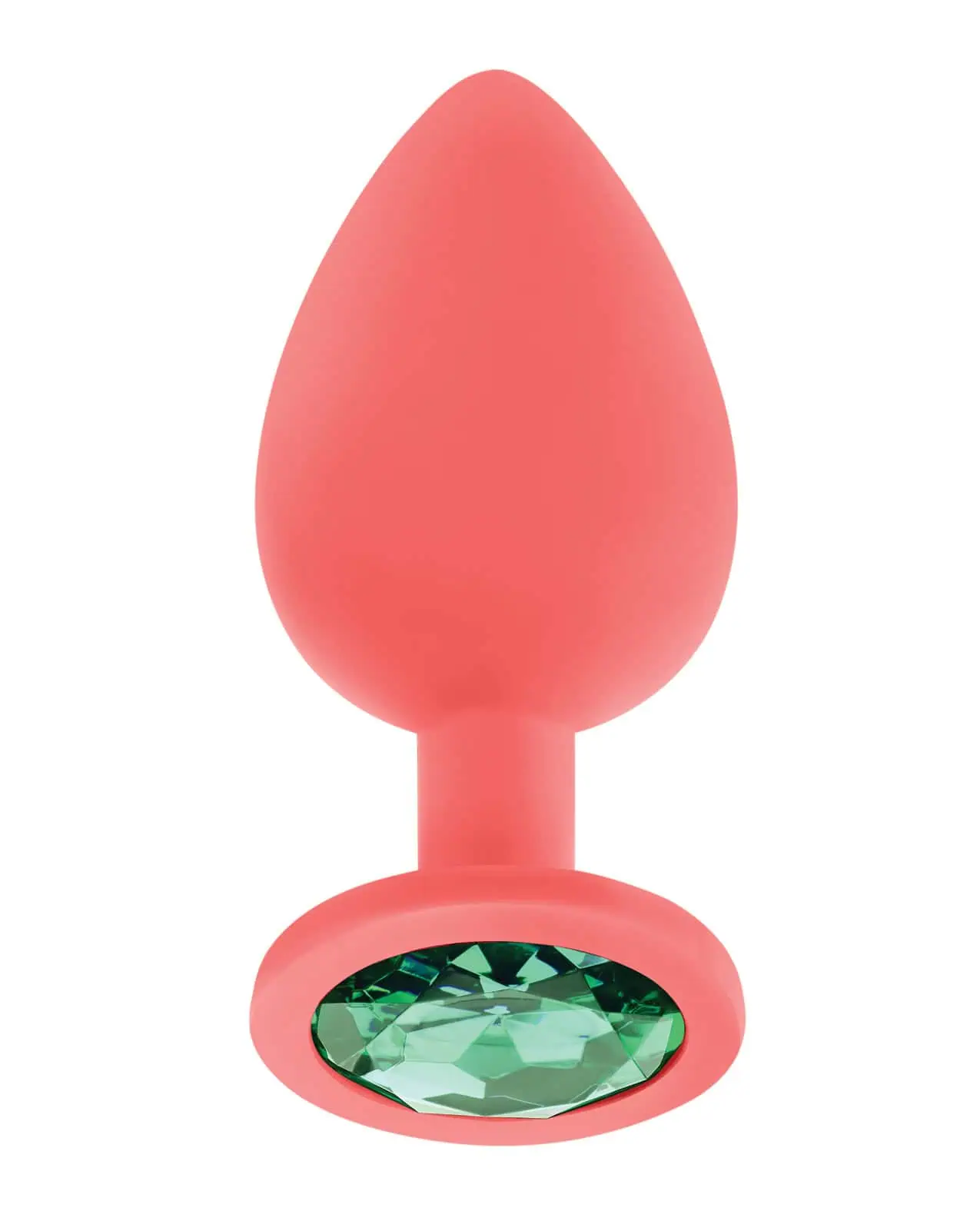 Luv Inc. Jeweled Silicone Butt Plug w/Three Stones - Large Coral - Image 4