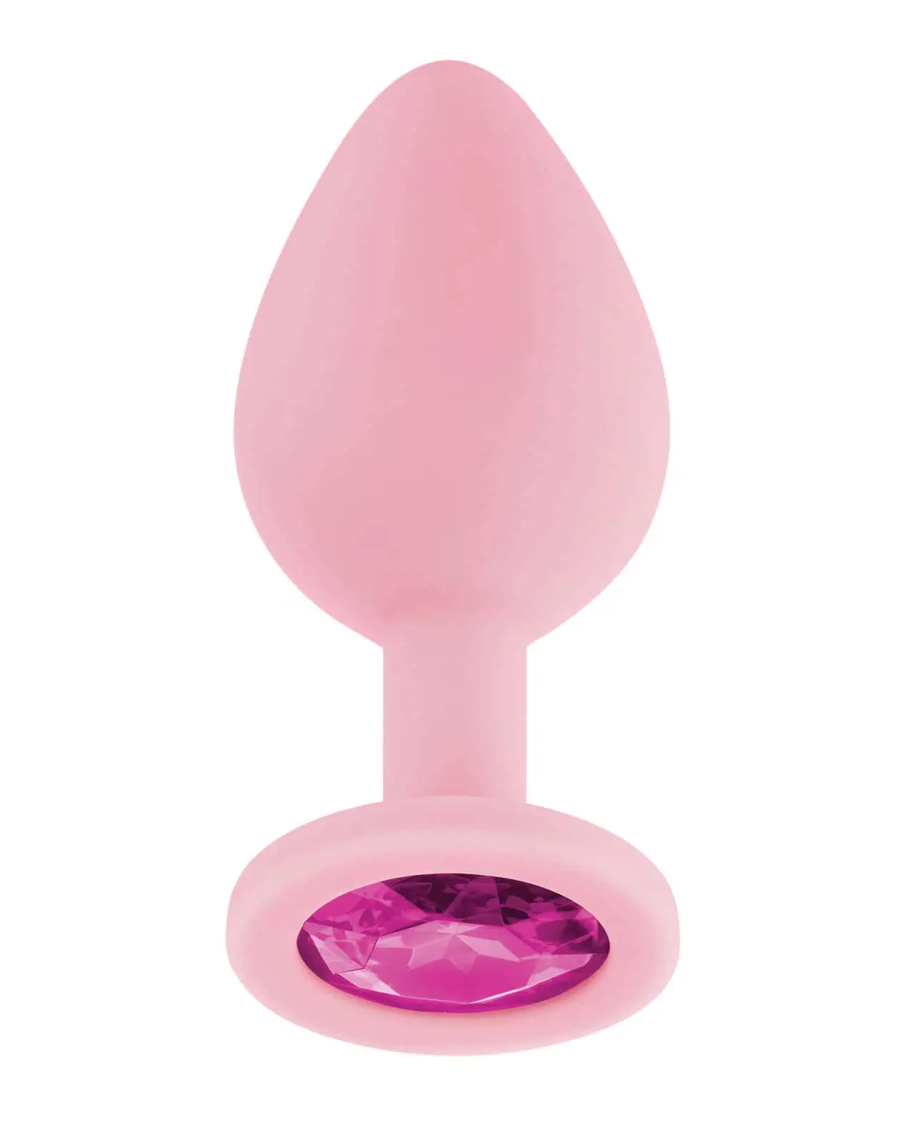 Luv Inc. Jeweled Silicone Butt Plug w/Three Stones - Medium Light Pink - Image 2