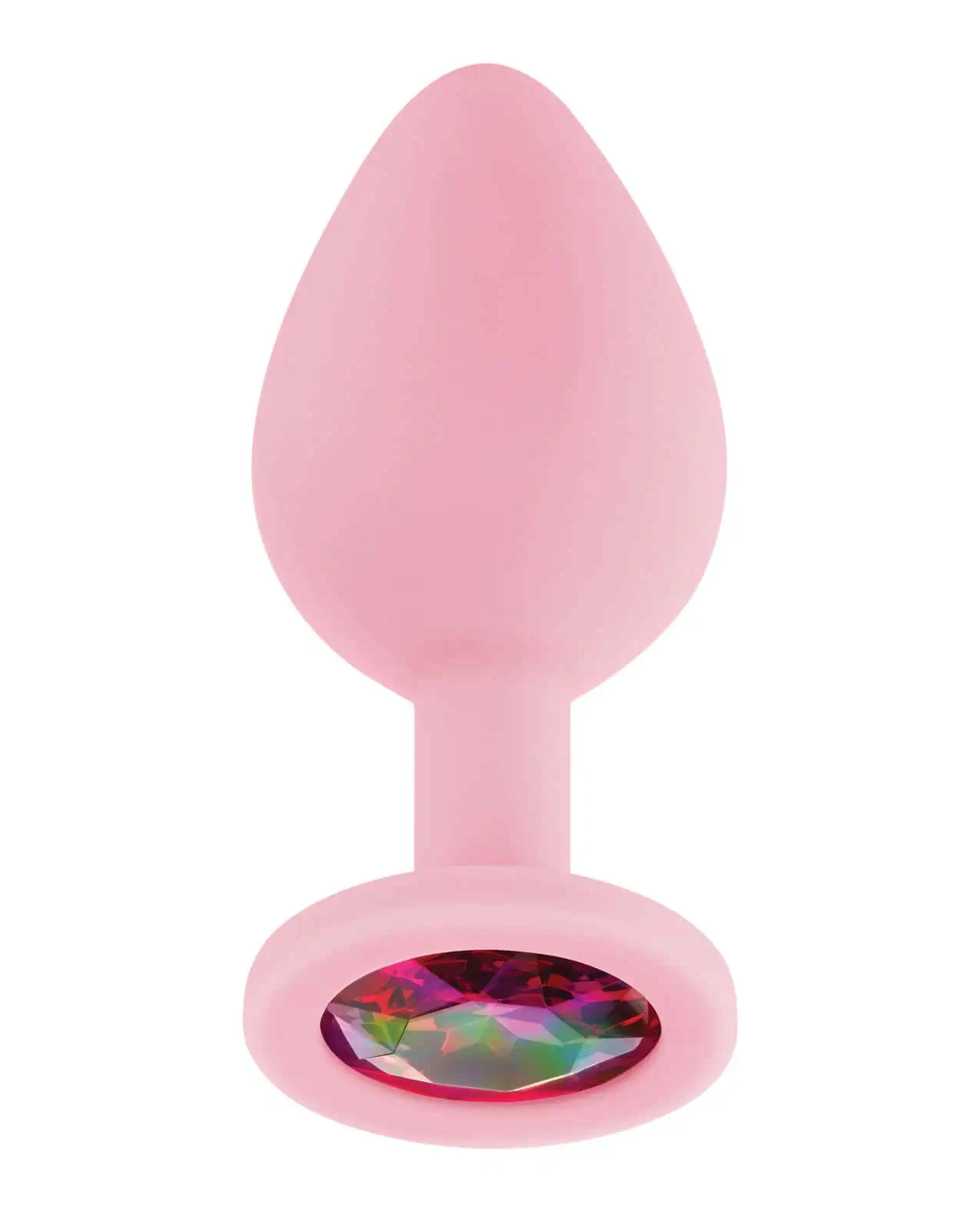 Luv Inc. Jeweled Silicone Butt Plug w/Three Stones - Medium Light Pink - Image 3