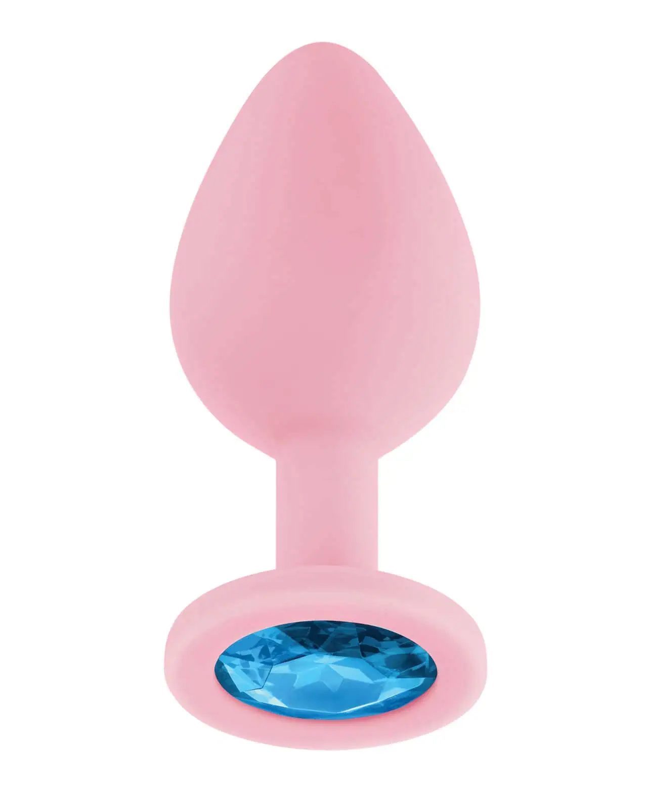 Luv Inc. Jeweled Silicone Butt Plug w/Three Stones - Medium Light Pink - Image 4