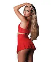 Sugar High Bralette w/Cincher Skirt & Thong 3 pc Set - Red S/M - Image 4