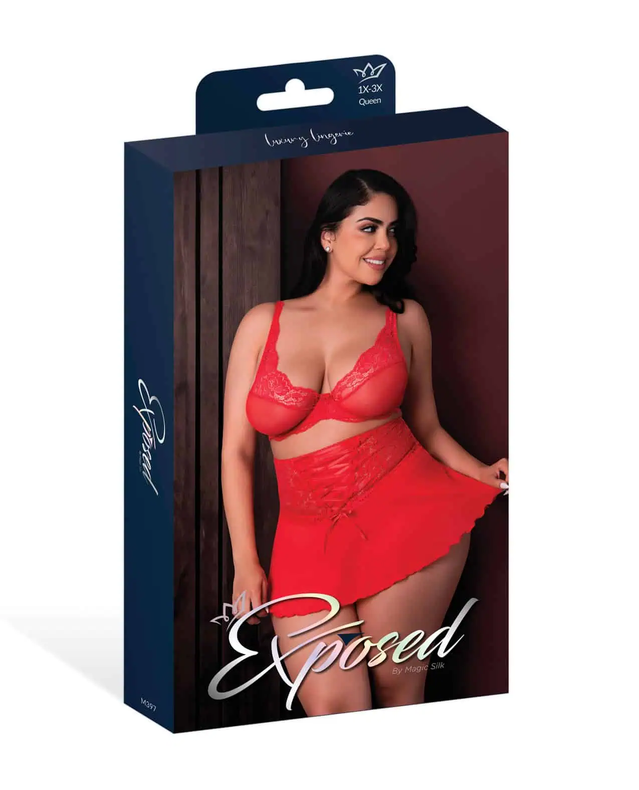 Sugar High Bralette w/Cincher Skirt & Thong 3 pc Set - Red QN - Image 4