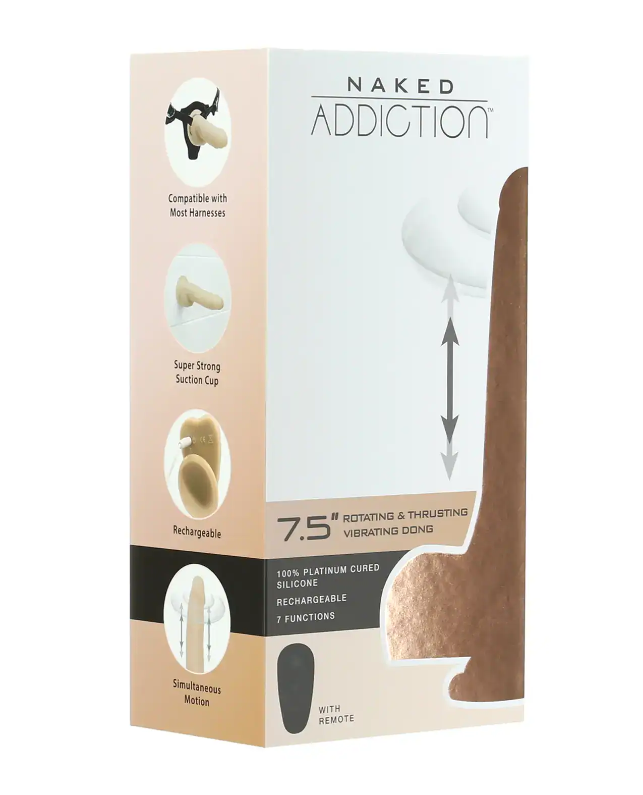 Naked Addiction Rotating/ Thrusting Dong With Vibration - 7.5 Flesh - Image 3
