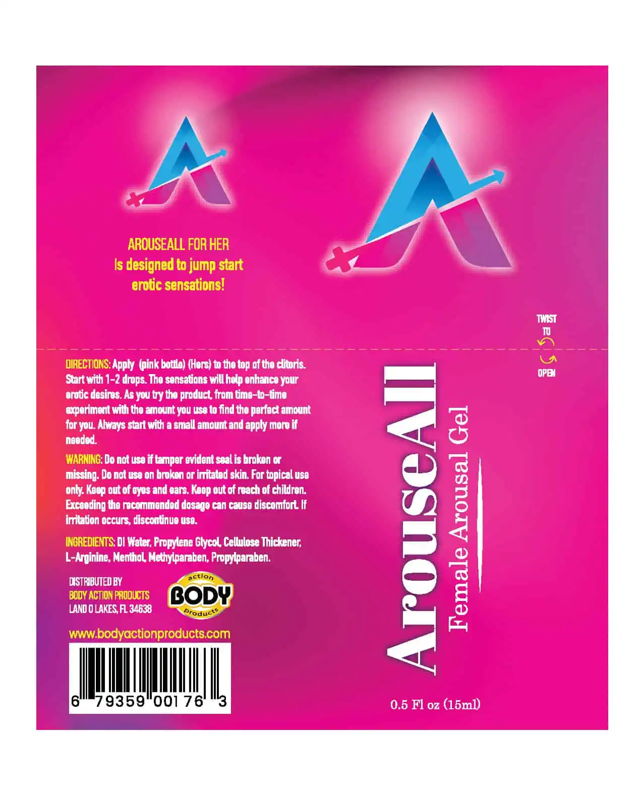 ArouseAll Female Stimulating Gel -  .5 oz Bottle - Image 2