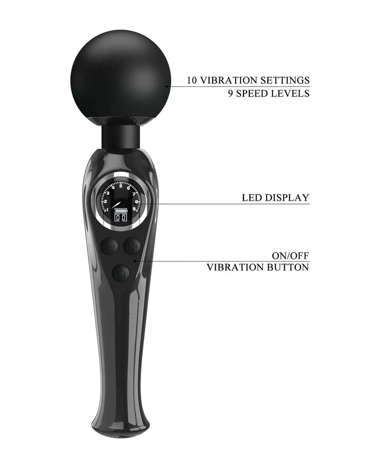 Pretty Love Skylar LED Digital Display Wand - Black - Image 4