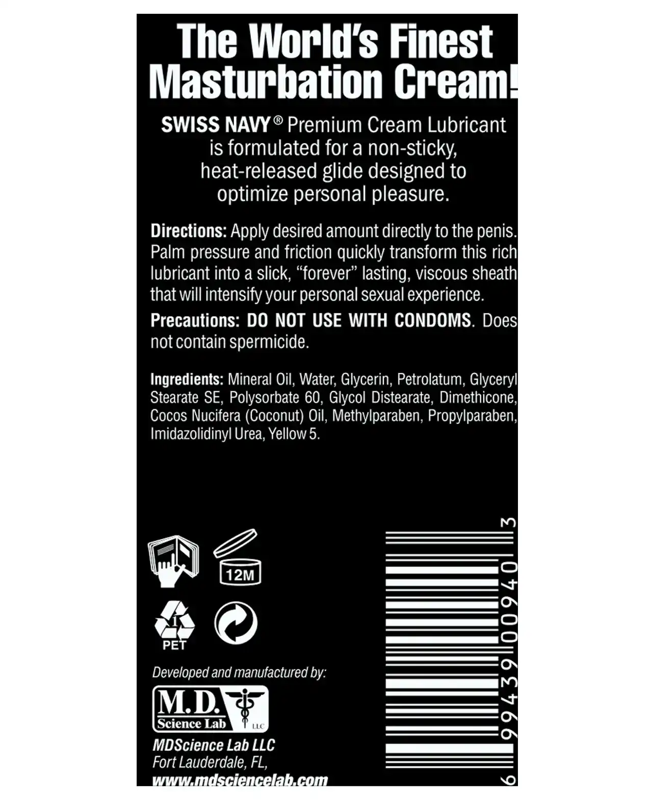 Swiss Navy Premium Masturbation Cream - 5 oz Tube - Image 2