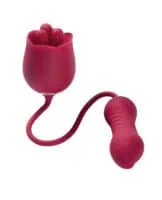 Rosa Rotating Rose Toy & Thrusting Vibrator - Red - Image 2
