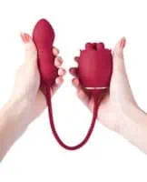 Rosa Rotating Rose Toy & Thrusting Vibrator - Red - Image 3