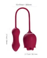 Rosa Rotating Rose Toy & Thrusting Vibrator - Red - Image 4