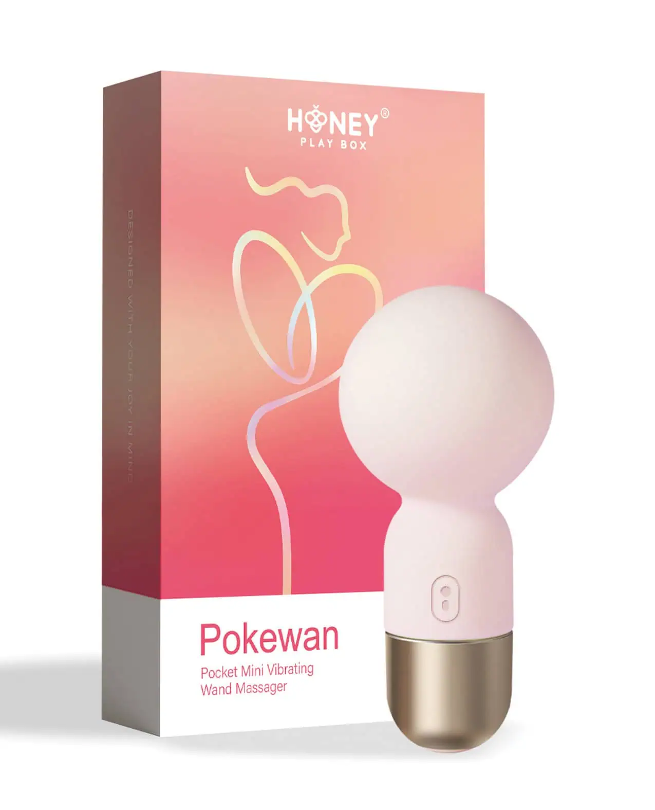 Pokewan Pocket Mini Vibrating Wand Massager - Pale Light Pink - Image 4