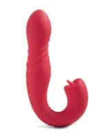 Joi App Controlled Thrusting G-Spot Vibrator & Clit Licker - Red - Image 1