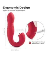 Joi App Controlled Thrusting G-Spot Vibrator & Clit Licker - Red - Image 2