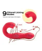 Joi App Controlled Thrusting G-Spot Vibrator & Clit Licker - Red - Image 3