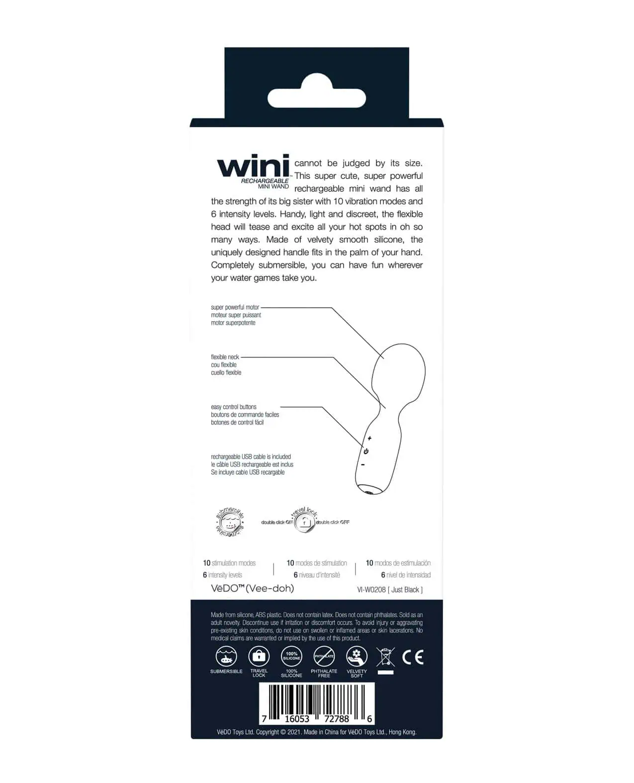 Wini Rechargeable Mini Wand Black - Image 4