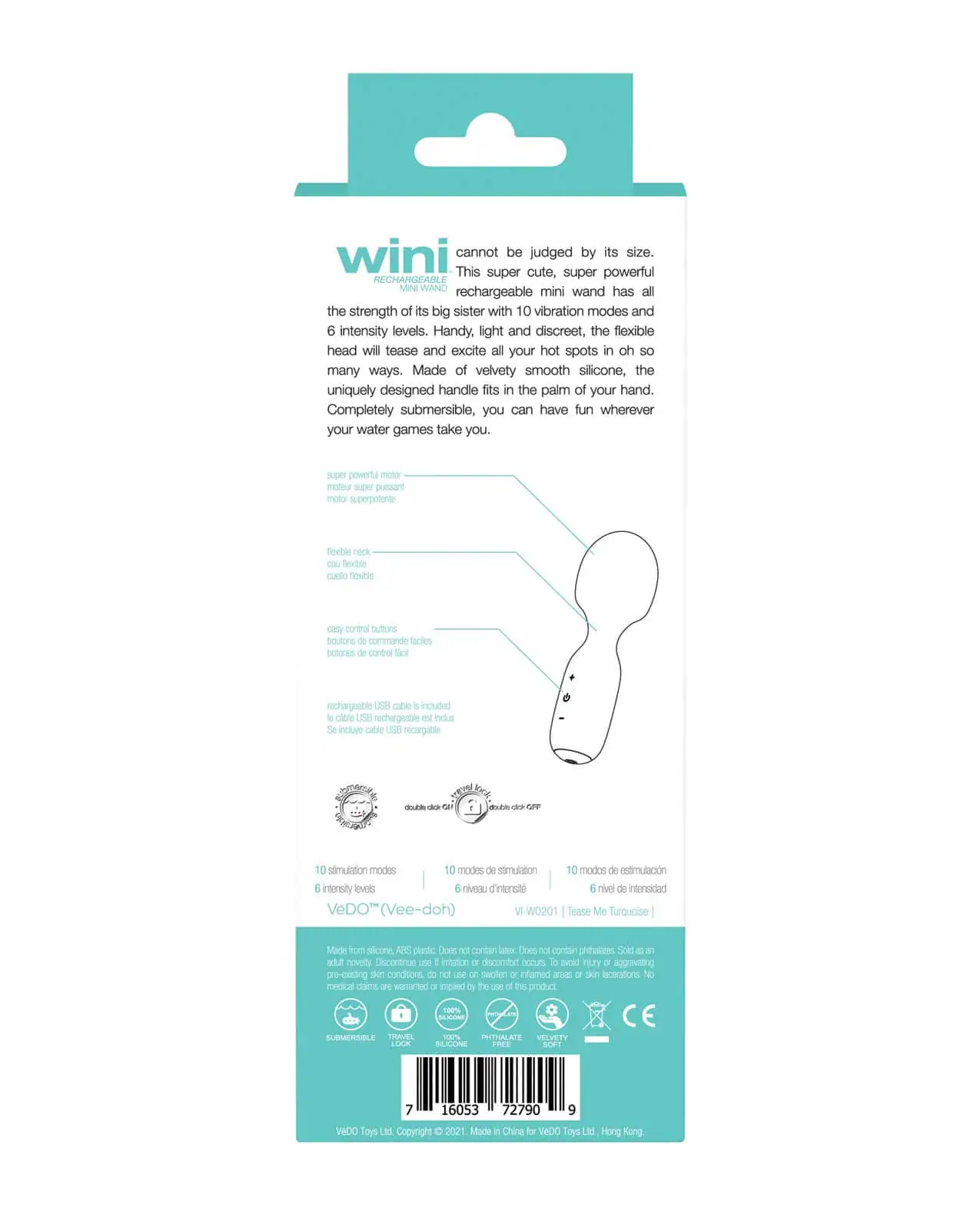 Wini Rechargeable Mini Wand Turquoise - Image 4