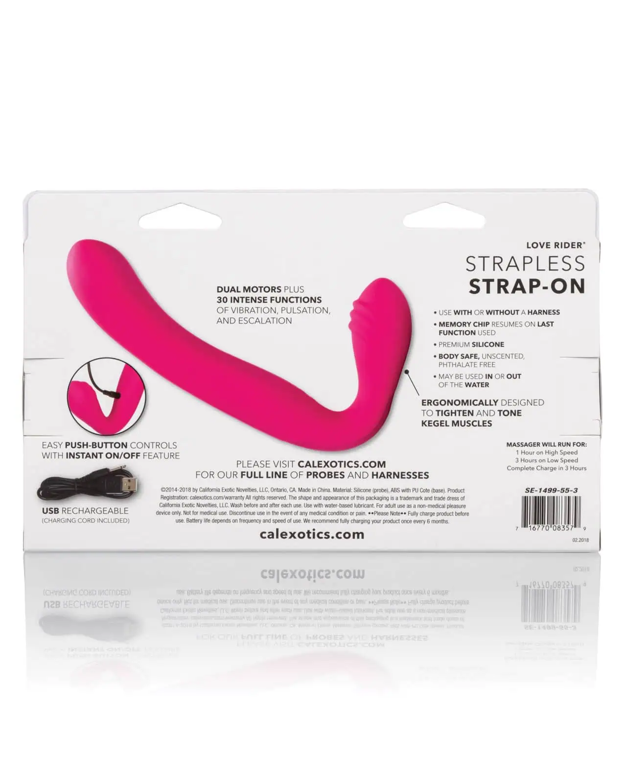 Love Rider Rechargeable Strapless Strap On - Pink - Image 4