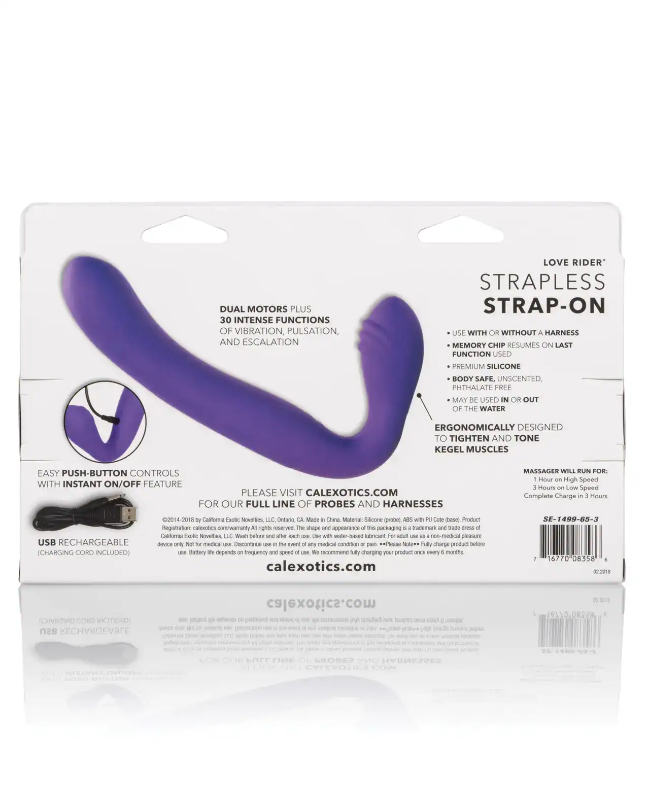 Love Rider Rechargeable Strapless Strap On - Purple - Image 2