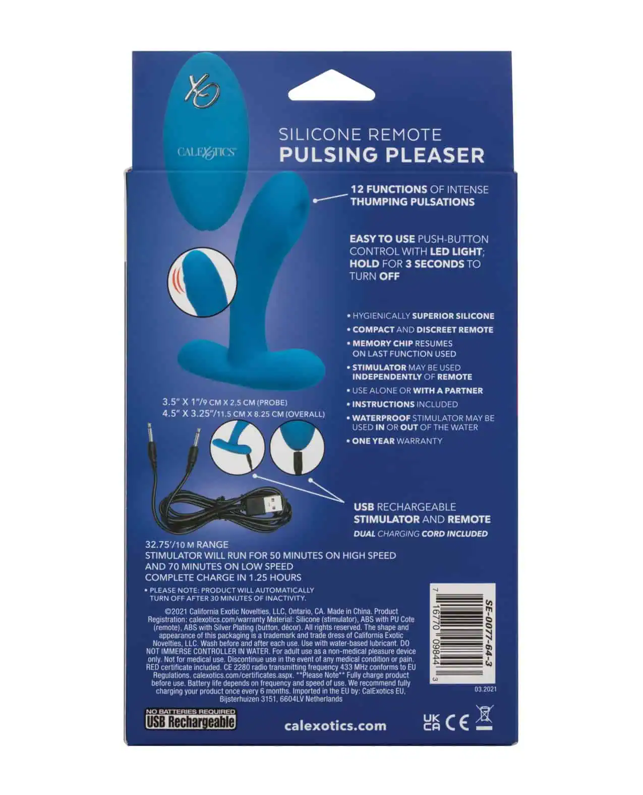 Silicone Remote Pulsing Pleaser Blue - Image 4