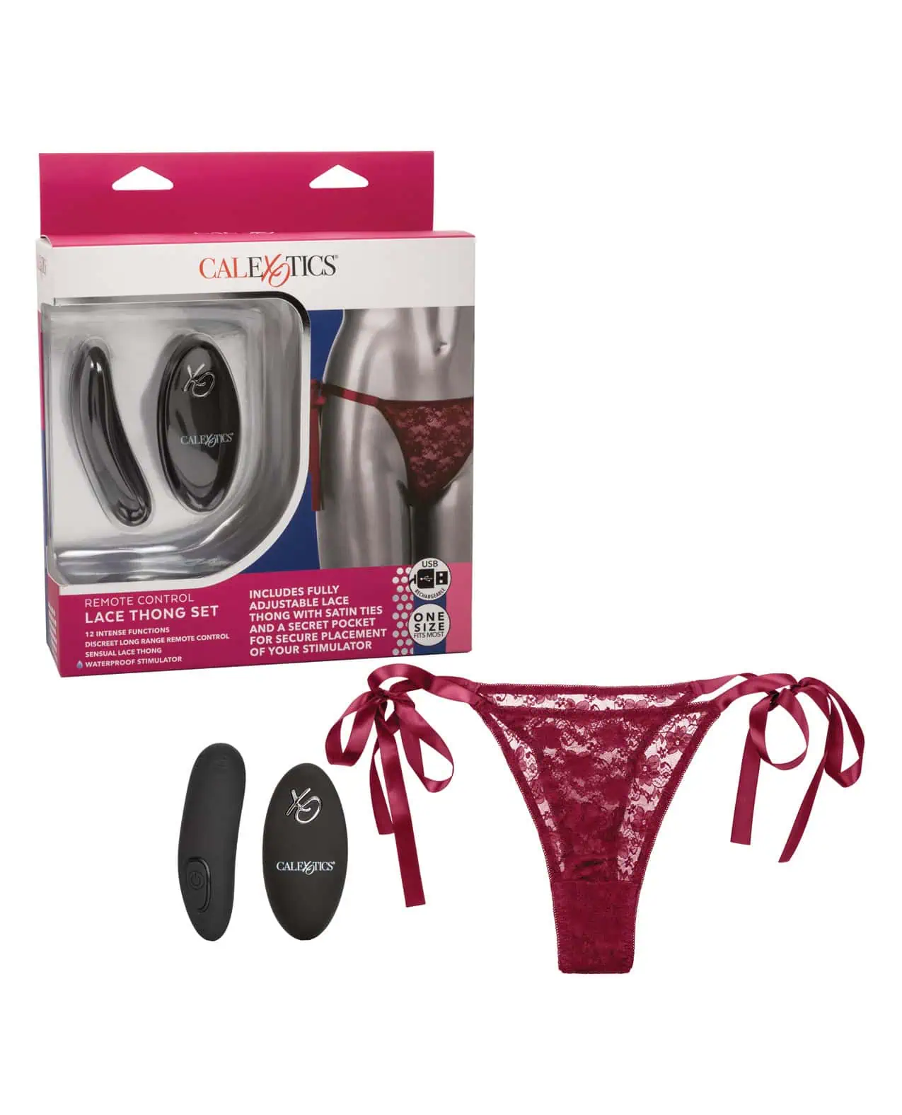 Remote Control Lace Thong Set Red - Image 3