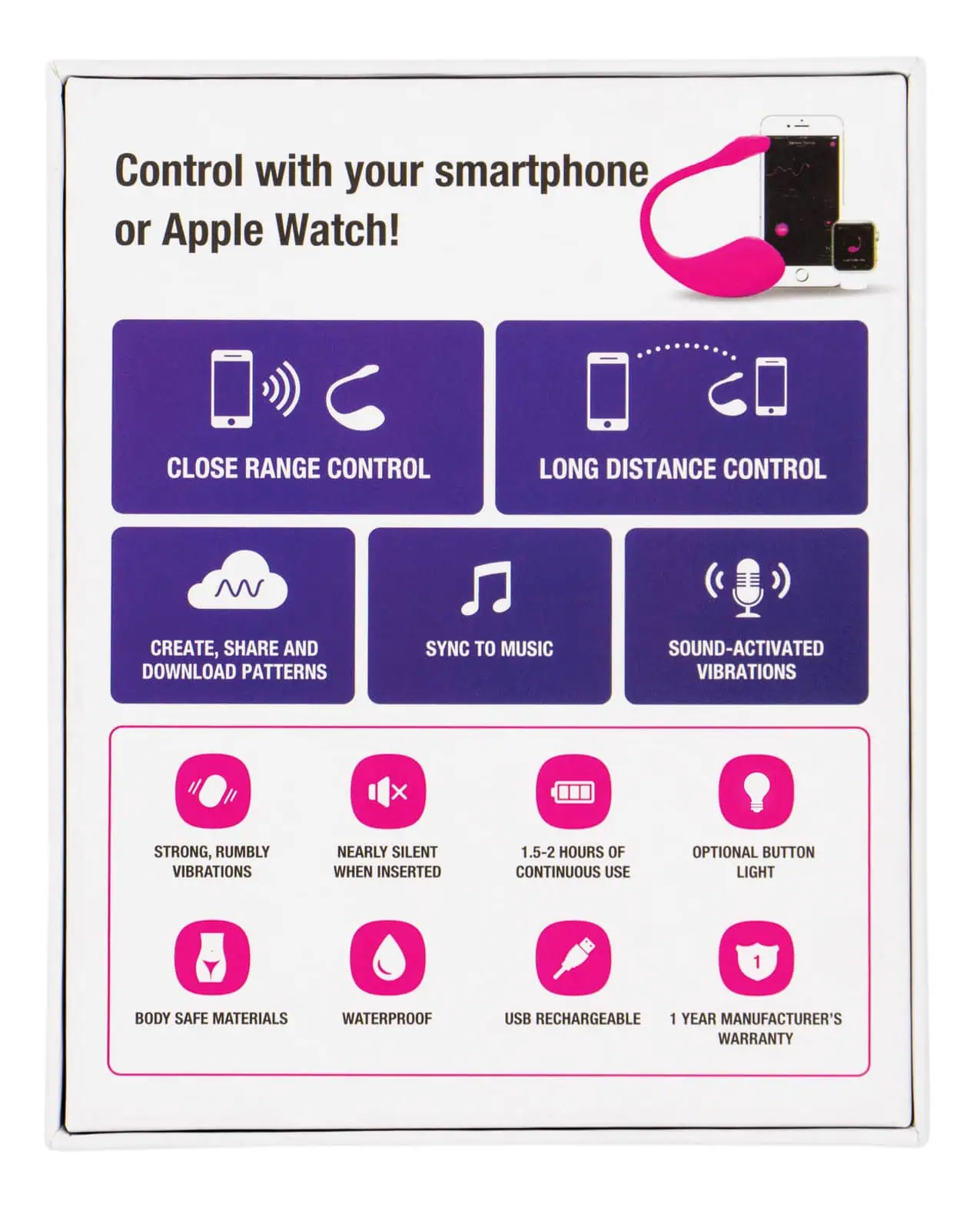 Lovense Lush 2.0 Sound Activated Vibrator - Pink - Image 3