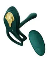 ZALO Bayek Vibrating Couples Ring w/Remote - Turquoise Green - Image 1