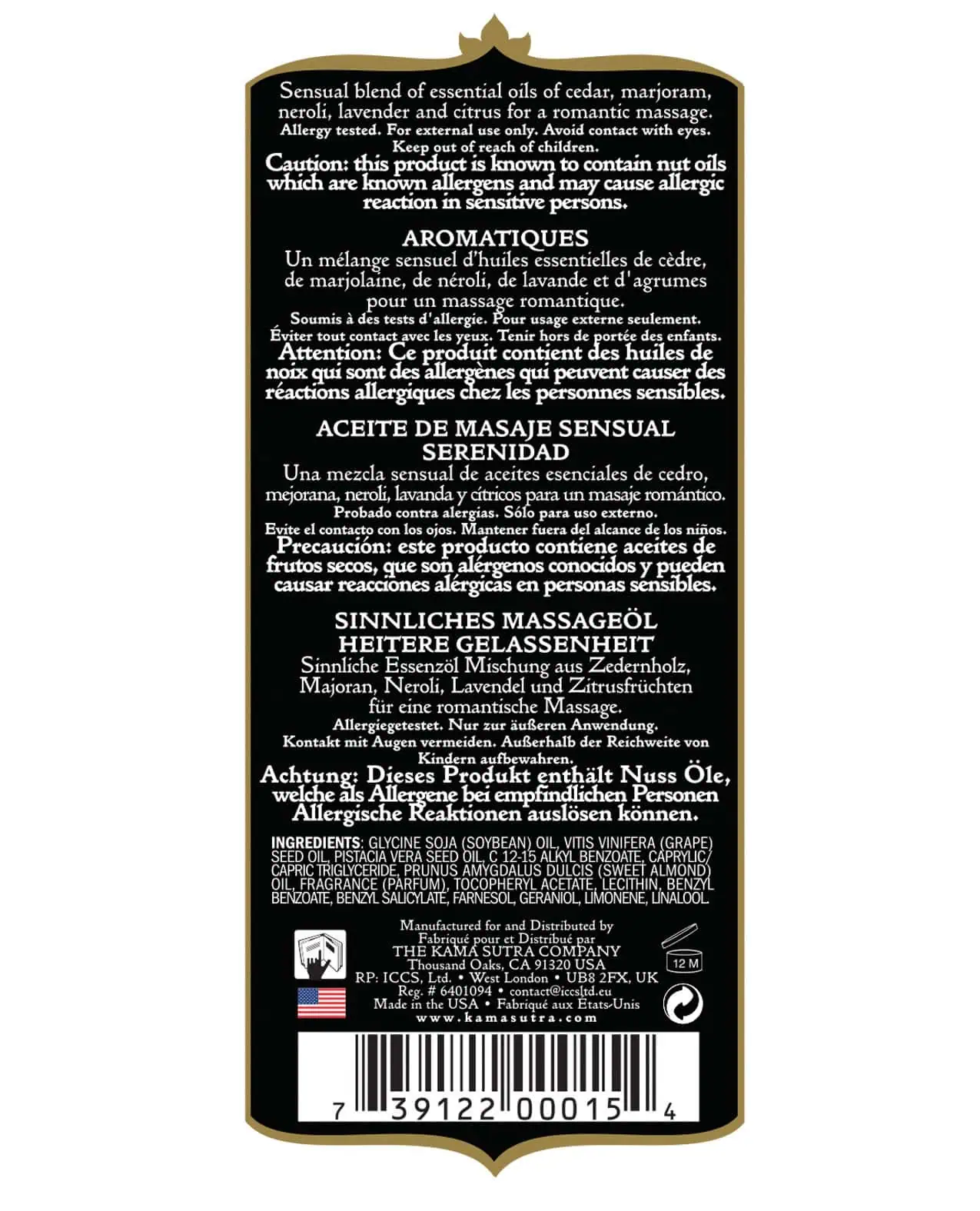 Kama Sutra Aromatic Oil - 8 oz Serenity - Image 3