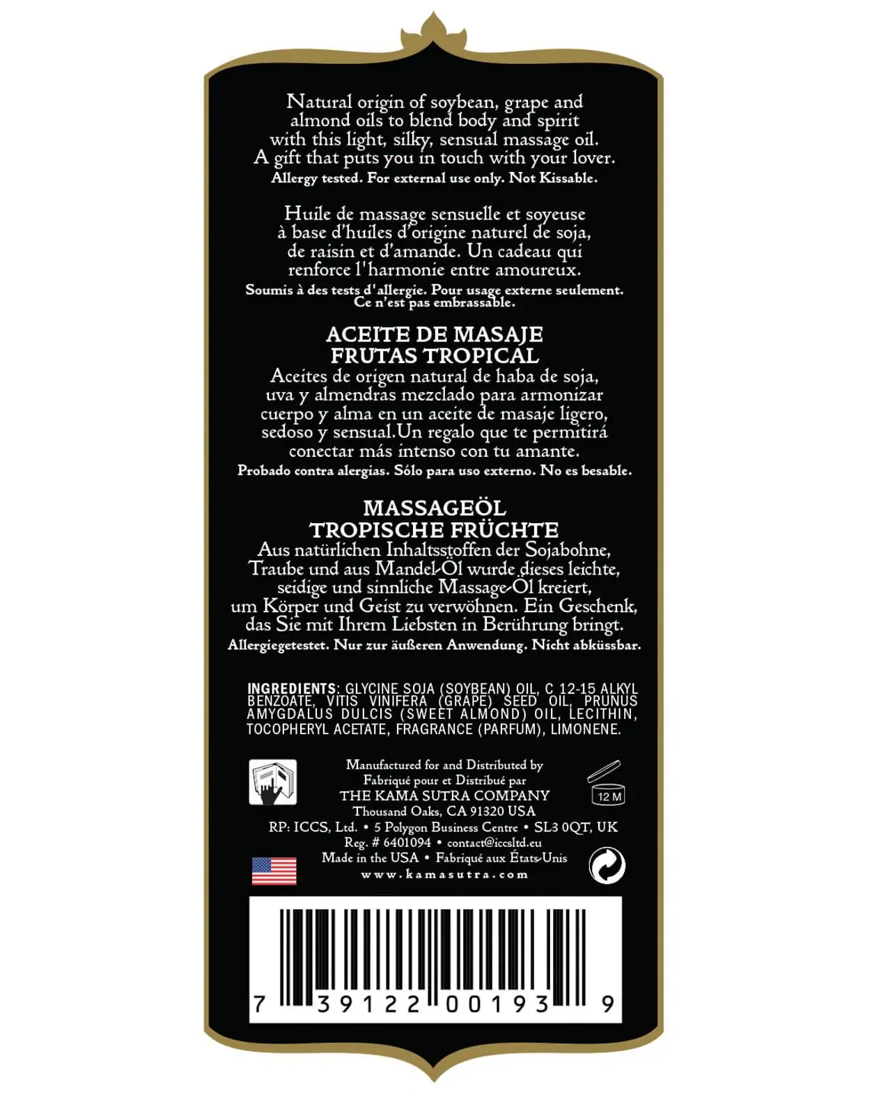 Kama Sutra Naturals Massage Oil - Tropical Fruits - Image 3