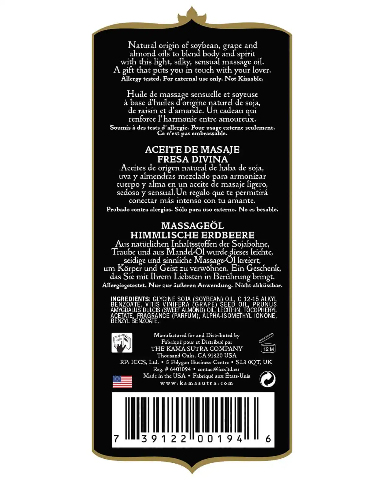 Kama Sutra Naturals Massage Oil - Strawberry - Image 2