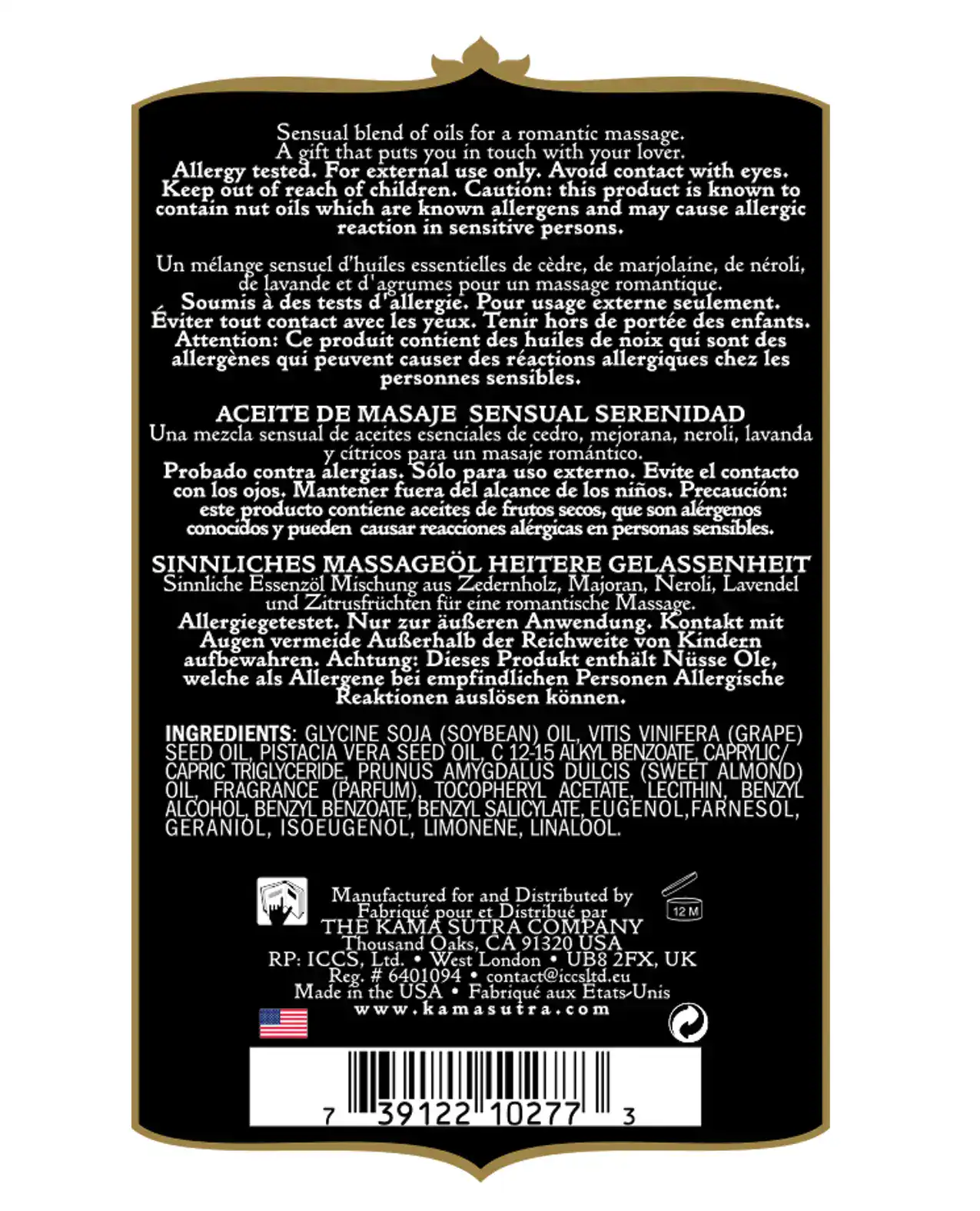 Kama Sutra Aromatics Massage Oil - 2 oz Serenity - Image 2