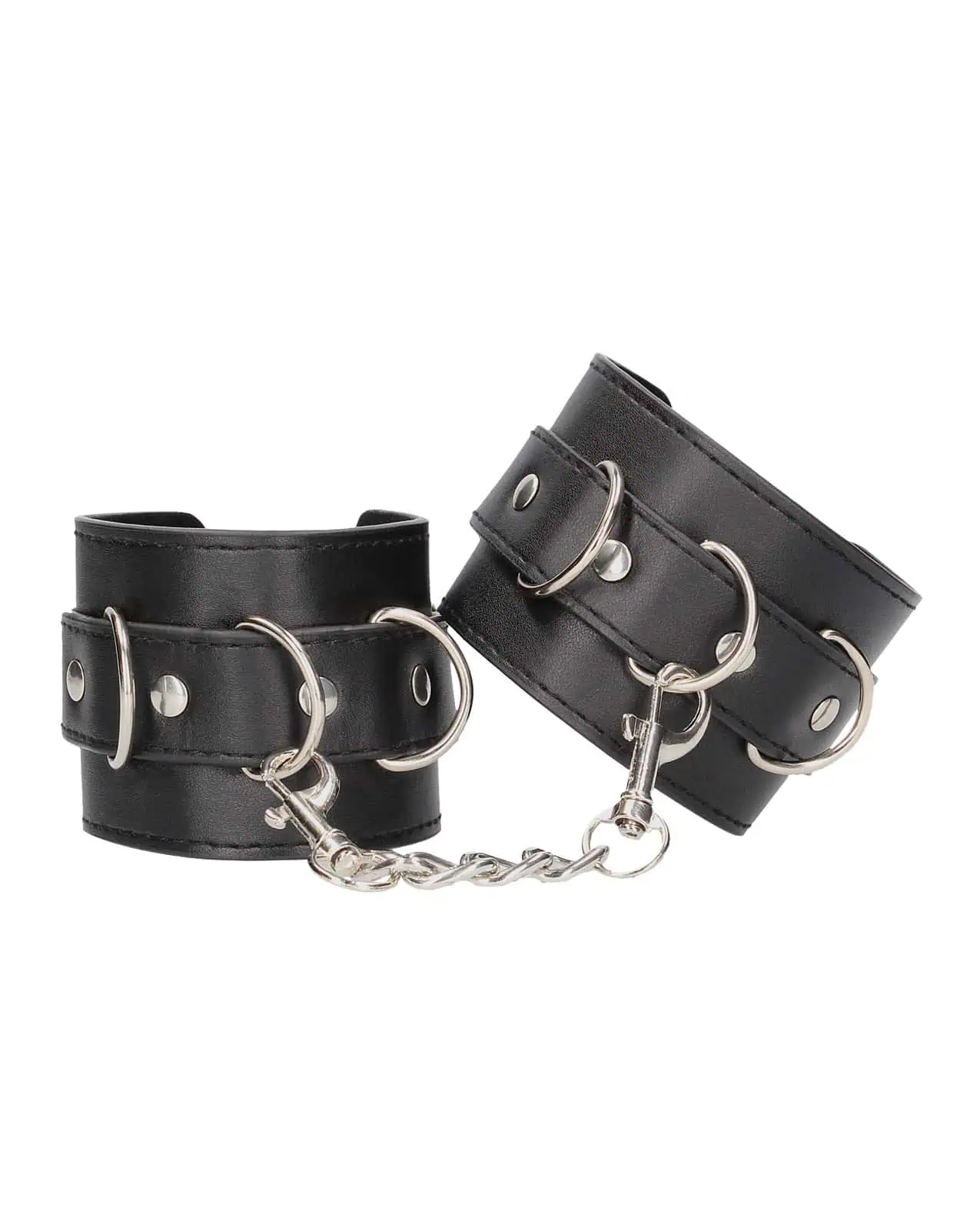 Shots Ouch Black & White Bonded Leather Hand/Ankle Cuffs - Black - Image 3