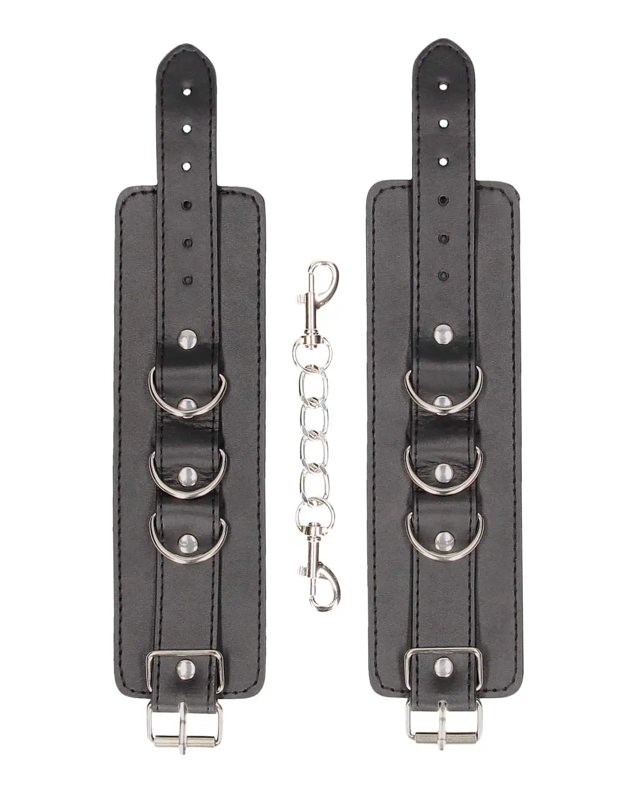 Shots Ouch Black & White Bonded Leather Hand/Ankle Cuffs - Black - Image 4