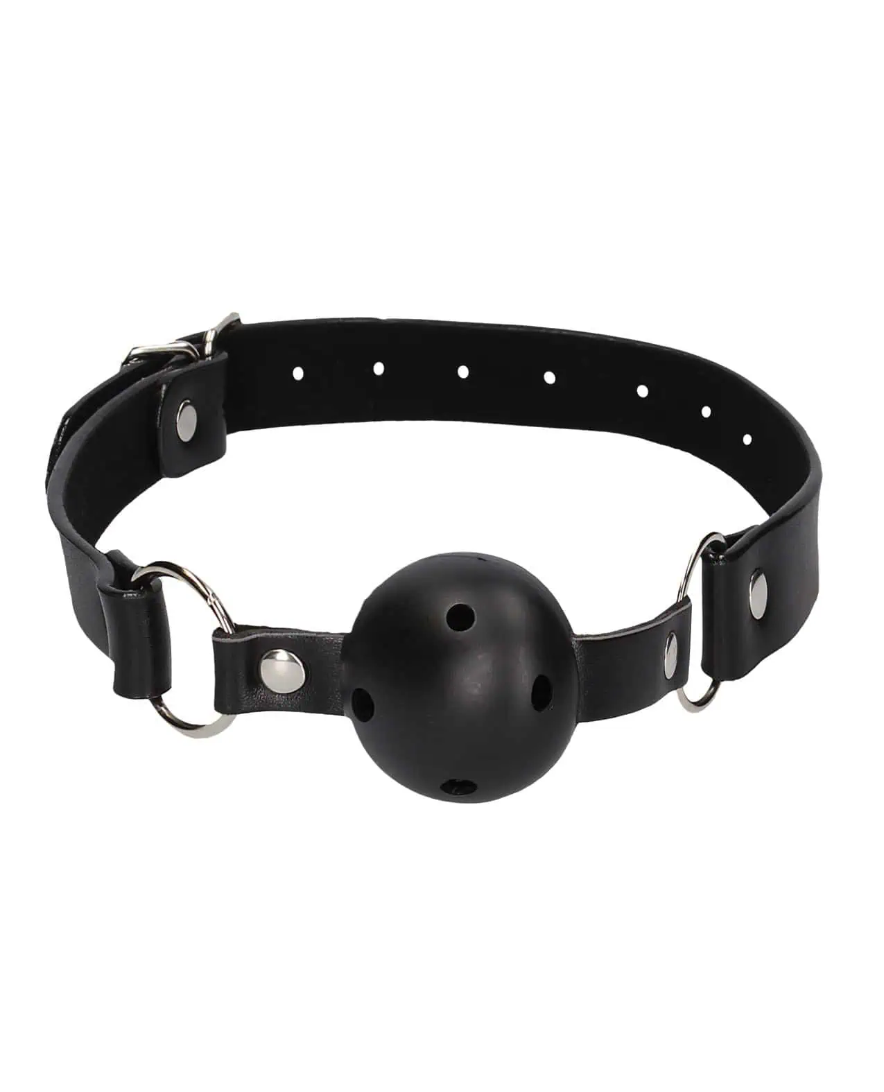 Shots Ouch Black & White Breathable Ball Gag w/Nipple Clamps - Black - Image 4