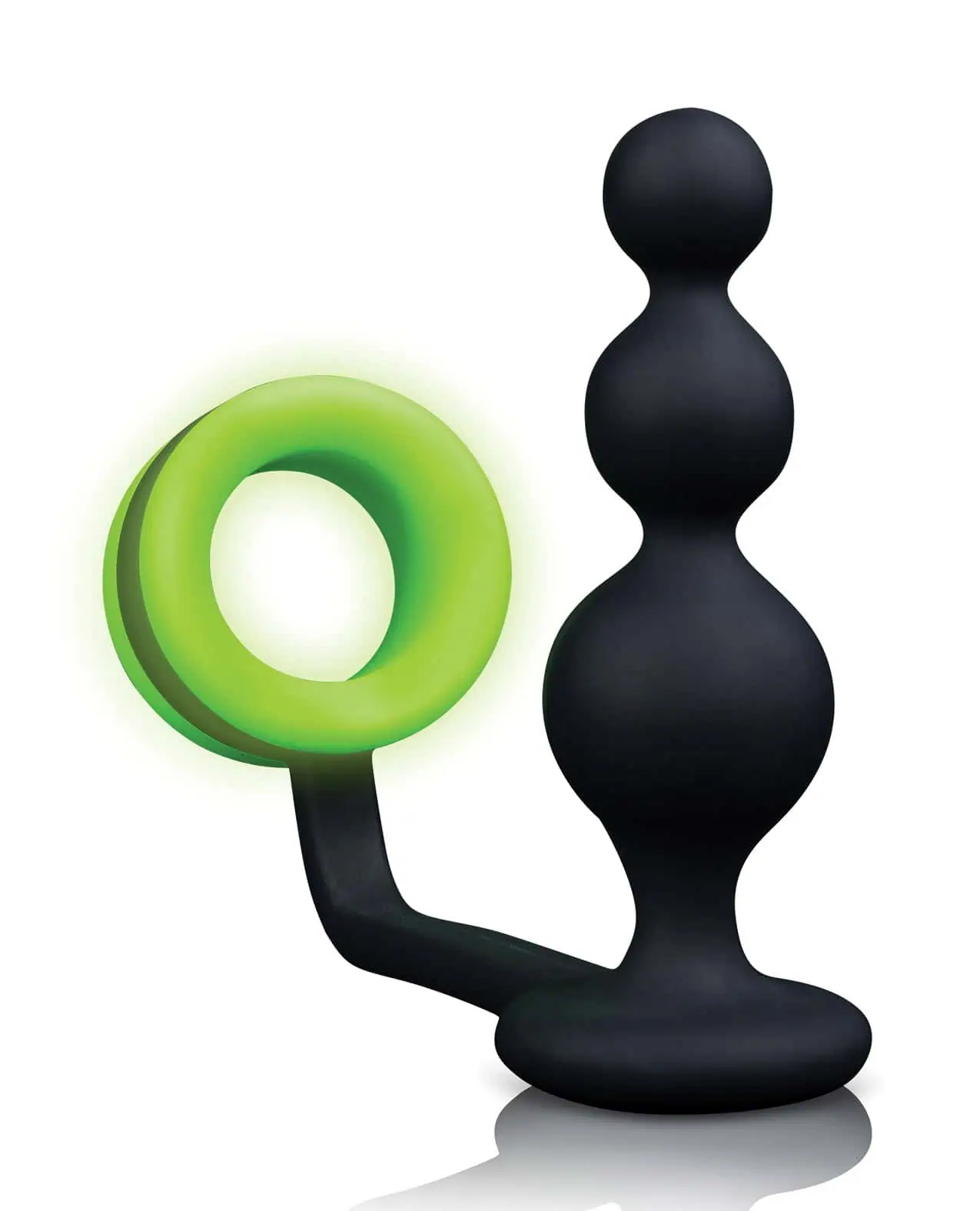 Shots Ouch Beads Plug w/Cock Ring - Glow in the Dark - Image 3