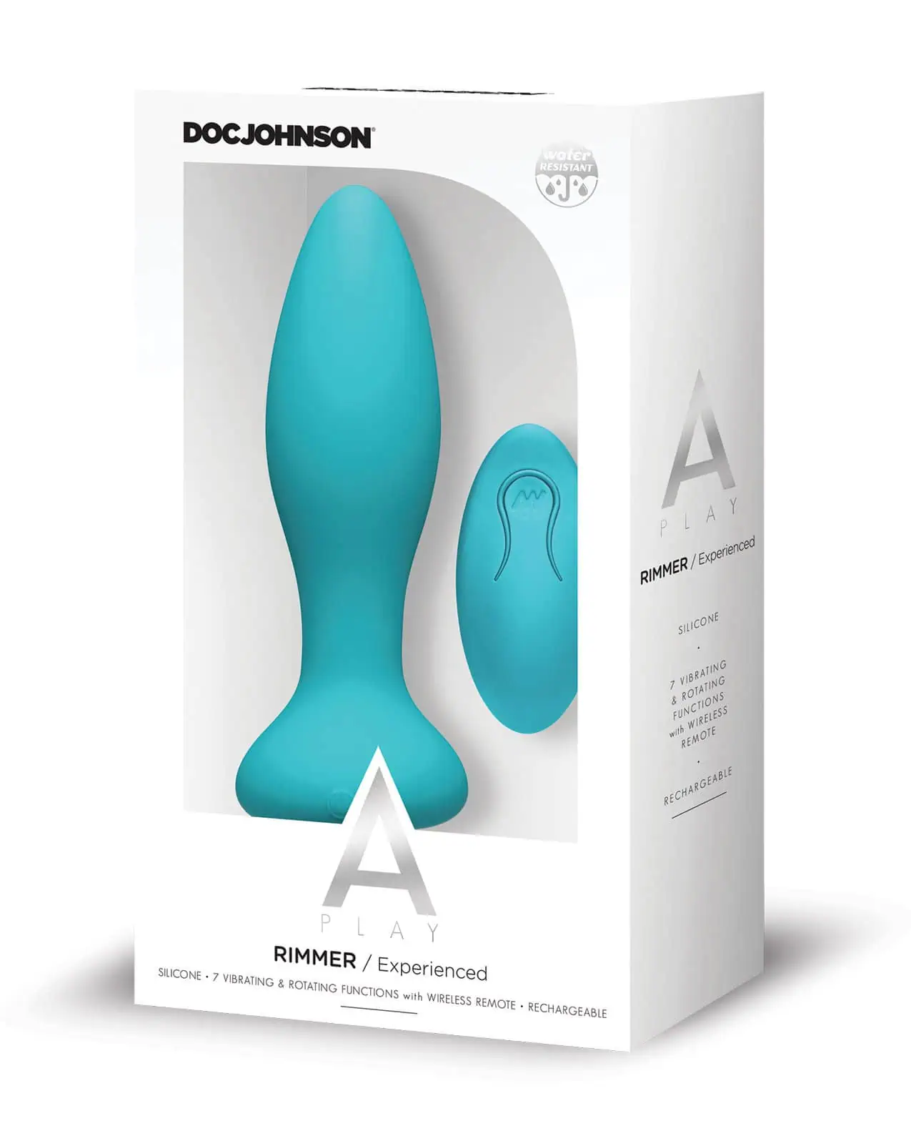 A Play Rimmer Experienced Rechargeable Silicone Anal Plug w/Remote - Teal - Image 3