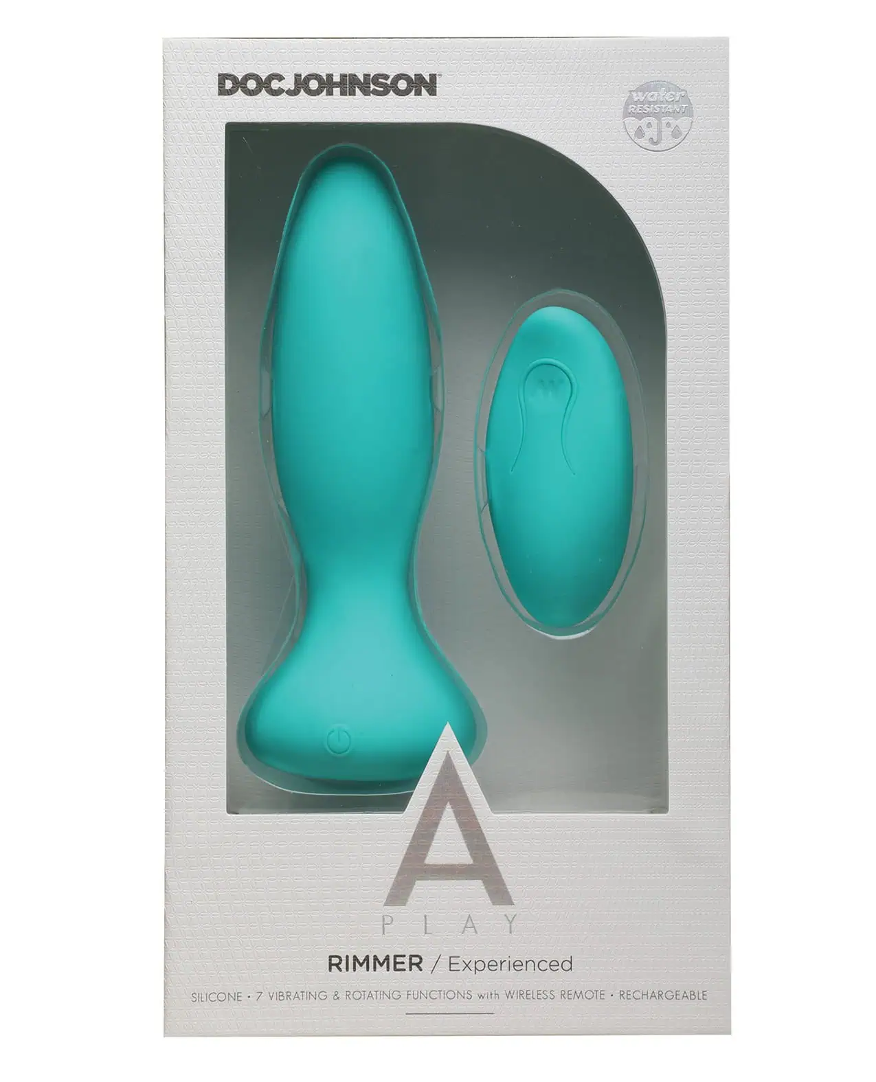 A Play Rimmer Experienced Rechargeable Silicone Anal Plug w/Remote - Teal - Image 4